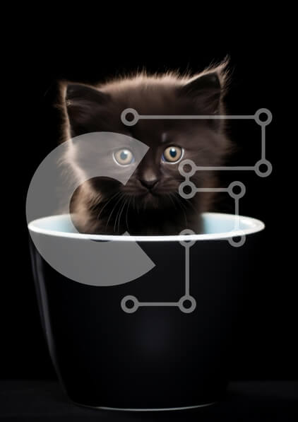 Σετ των 2 Intra Συλλεκτικό Ξύλινο Παζλ Plywood  4mm - Περίεργο μαύρο γατάκι σε μια γλάστρα Σε Ξύλινο Κουτί - Διαστάσεις: 10x10 cm – 25 κομμάτια