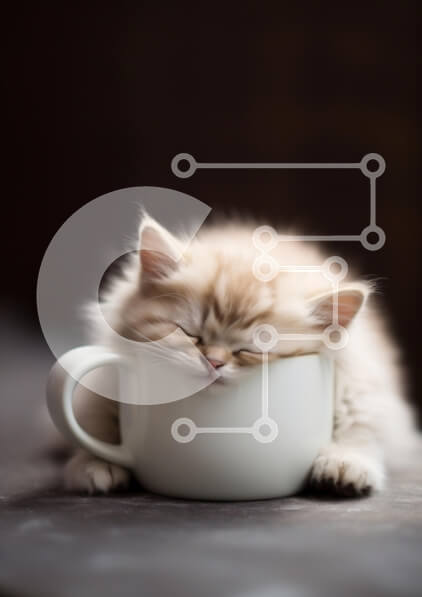 Σετ των 2 Intra Συλλεκτικό Ξύλινο Παζλ Plywood  4mm - Γατάκι ύπνου σε μια κούπα Σε Ξύλινο Κουτί - Διαστάσεις: 10x10 cm – 25 κομμάτια