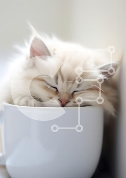 Σετ των 2 Intra Συλλεκτικό Ξύλινο Παζλ Plywood  4mm - Αφράτη γάτα ύπνου σε ένα φλιτζάνι Σε Ξύλινο Κουτί - Διαστάσεις: 10x10 cm – 25 κομμάτια