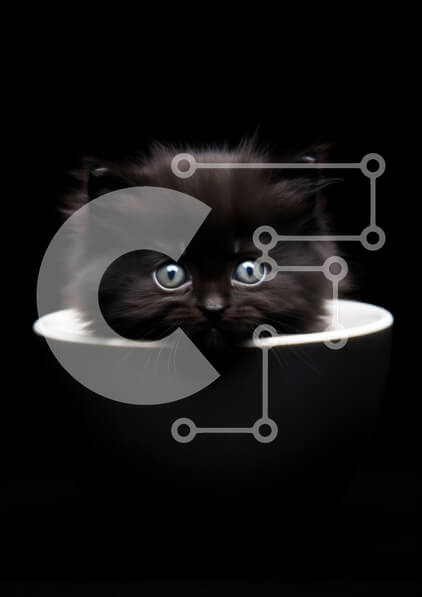 Σετ των 2 Intra Συλλεκτικό Ξύλινο Παζλ Plywood  4mm - Μαύρο γατάκι σε ένα μπολ Σε Ξύλινο Κουτί - Διαστάσεις: 10x10 cm – 25 κομμάτια