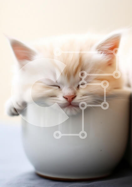 Σετ των 2 Intra Συλλεκτικό Ξύλινο Παζλ Plywood  4mm - Γάτα ύπνου σε ένα μπολ Σε Ξύλινο Κουτί - Διαστάσεις: 10x10 cm – 25 κομμάτια