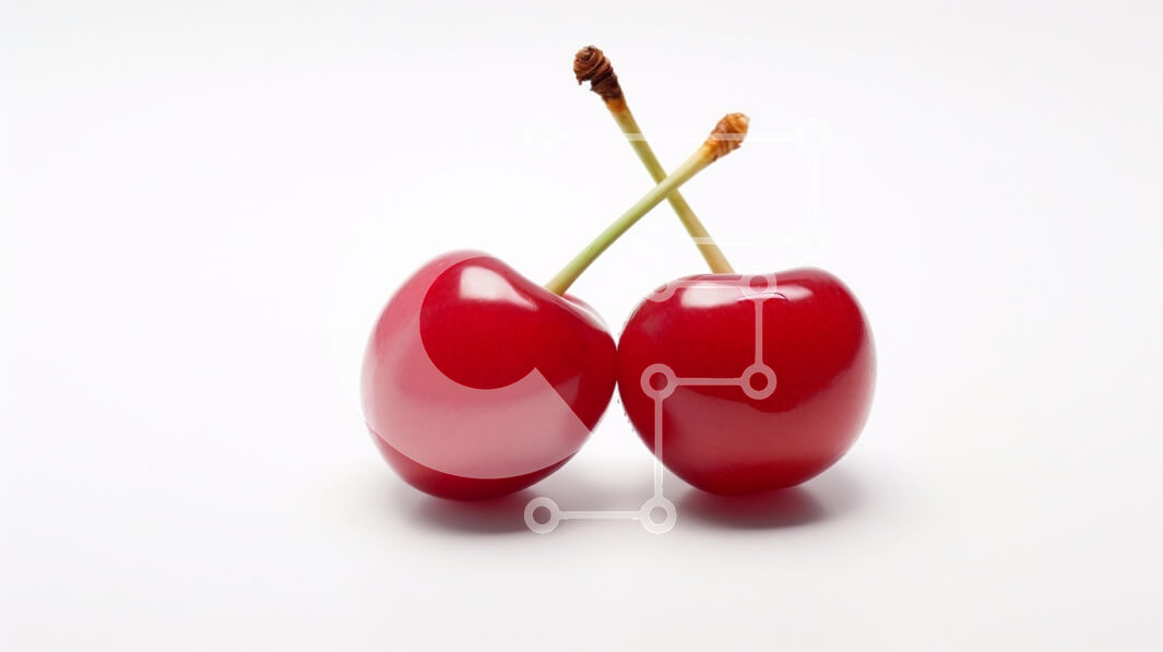 Σετ των 2 Intra Συλλεκτικό Ξύλινο Παζλ Plywood  4mm - Διασχισμένα κόκκινα κεράσια σε άσπρο φόντο Σε Ξύλινο Κουτί - Διαστάσεις: 10x10 cm – 25 κομμάτια