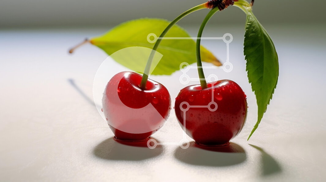 Σετ των 2 Intra Συλλεκτικό Ξύλινο Παζλ Plywood  4mm - Φρέσκα κεράσια με φύλλα Σε Ξύλινο Κουτί - Διαστάσεις: 10x10 cm – 25 κομμάτια