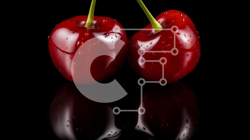 Σετ των 2 Intra Συλλεκτικό Ξύλινο Παζλ Plywood  4mm - Φρέσκα κόκκινα κεράσια με σταγονίδια νερού Σε Ξύλινο Κουτί - Διαστάσεις: 10x10 cm – 25 κομμάτια