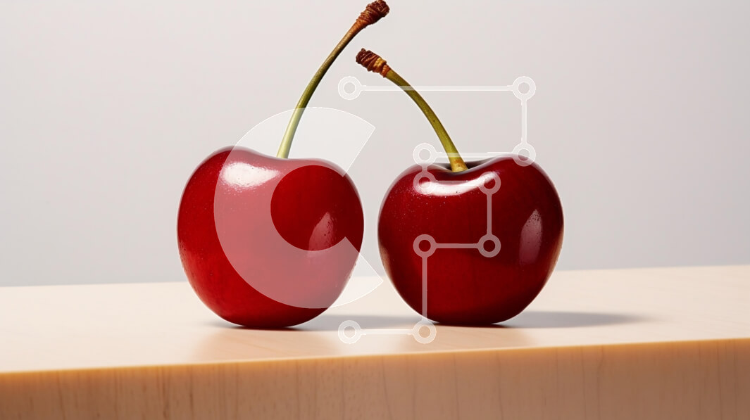 Σετ των 2 Intra Συλλεκτικό Ξύλινο Παζλ Plywood  4mm - Δύο κόκκινα κεράσια σε ξύλινη επιφάνεια Σε Ξύλινο Κουτί - Διαστάσεις: 10x10 cm – 25 κομμάτια