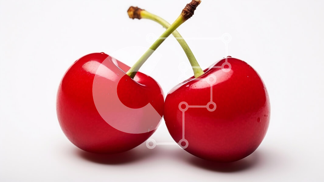 Σετ των 2 Intra Συλλεκτικό Ξύλινο Παζλ Plywood  4mm - Φρέσκα κόκκινα κεράσια σε άσπρο φόντο Σε Ξύλινο Κουτί - Διαστάσεις: 10x10 cm – 25 κομμάτια