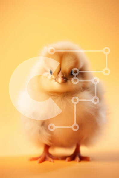 Σετ των 2 Intra Συλλεκτικό Ξύλινο Παζλ Plywood  4mm - Χνουδωτό νεοσσό σε πορτοκαλί φόντο Σε Ξύλινο Κουτί - Διαστάσεις: 10x10 cm – 25 κομμάτια