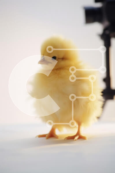 Σετ των 2 Intra Συλλεκτικό Ξύλινο Παζλ Plywood  4mm - Χαριτωμένο κίτρινο νεοσσό που στέκεται σε μια επιφάνεια Σε Ξύλινο Κουτί - Διαστάσεις: 10x10 cm – 25 κομμάτια