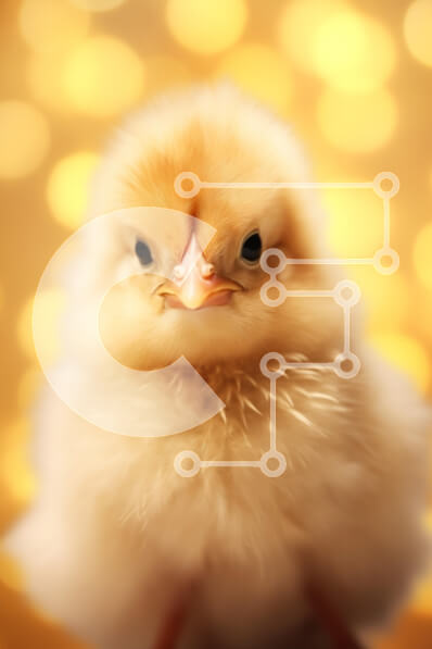 Σετ των 2 Intra Συλλεκτικό Ξύλινο Παζλ Plywood  4mm - Κοντινό πλάνο ενός χνουδωτού νεοσσού με φόντο Bokeh Σε Ξύλινο Κουτί - Διαστάσεις: 10x10 cm – 25 κομμάτια