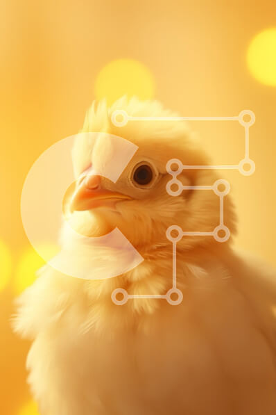 Σετ των 2 Intra Συλλεκτικό Ξύλινο Παζλ Plywood  4mm - Κοντινό πλάνο ενός χνουδωτού κίτρινου νεοσσού Σε Ξύλινο Κουτί - Διαστάσεις: 10x10 cm – 25 κομμάτια