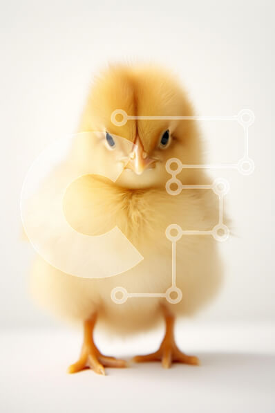 Σετ των 2 Intra Συλλεκτικό Ξύλινο Παζλ Plywood  4mm - Χνουδωτό κίτρινο νεοσσό σε άσπρο φόντο Σε Ξύλινο Κουτί - Διαστάσεις: 10x10 cm – 25 κομμάτια