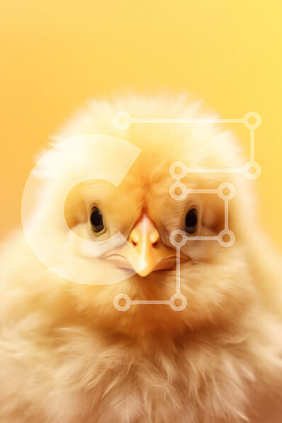 Σετ των 2 Intra Συλλεκτικό Ξύλινο Παζλ Plywood  4mm - Κοντινό πλάνο ενός χνουδωτού κίτρινου νεοσσού με φωτεινό φόντο Σε Ξύλινο Κουτί - Διαστάσεις: 10x10 cm – 25 κομμάτια