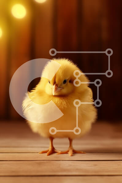 Σετ των 2 Intra Συλλεκτικό Ξύλινο Παζλ Plywood  4mm - Χαριτωμένος κίτρινος νεοσσός σε ξύλινη επιφάνεια Σε Ξύλινο Κουτί - Διαστάσεις: 10x10 cm – 25 κομμάτια