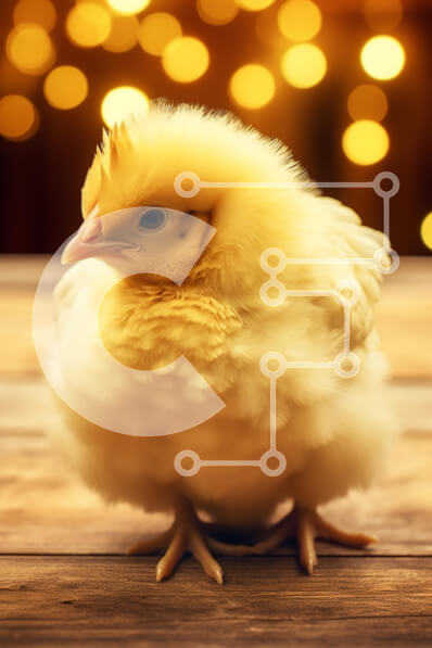 Σετ των 2 Intra Συλλεκτικό Ξύλινο Παζλ Plywood  4mm - Χνουδωτό κίτρινο νεοσσό με φόντο Bokeh Σε Ξύλινο Κουτί - Διαστάσεις: 10x10 cm – 25 κομμάτια