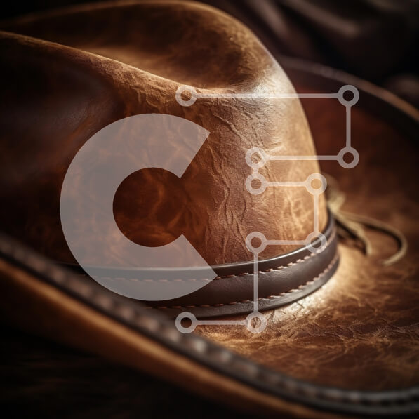 Intra Συλλεκτικό Ξύλινο Παζλ Plywood  4mm - Κοντινό πλάνο ενός καφέ δερμάτινου καπέλου καουμπόη Σε Ξύλινο Κουτί - Διαστάσεις: 10x10 cm – 25 κομμάτια