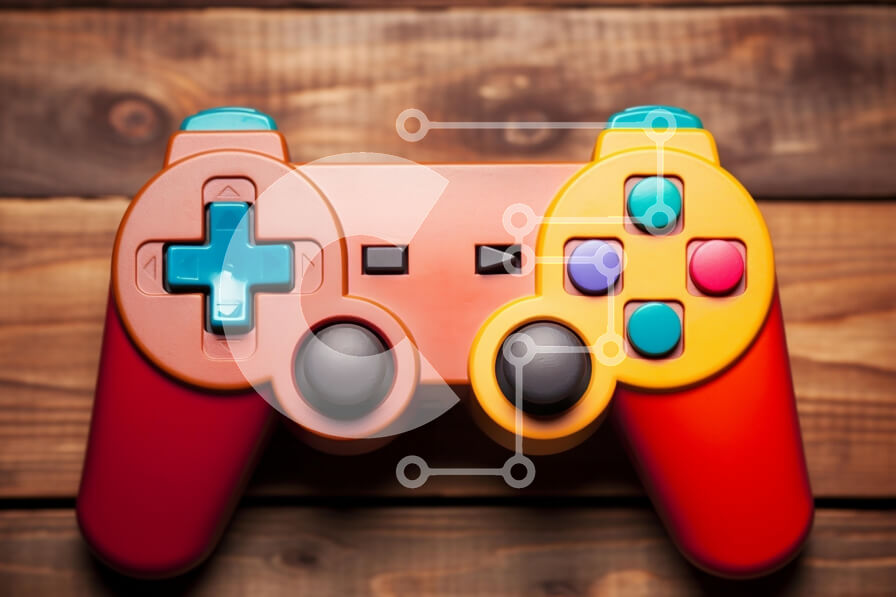 Intra Συλλεκτικό Ξύλινο Παζλ Plywood  4mm - Πολύχρωμο χειριστήριο παιχνιδιών σε ξύλινη επιφάνεια Σε Ξύλινο Κουτί - Διαστάσεις Puzzle: 10x10 cm – 25 κομμάτια