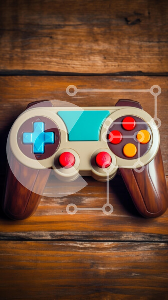 Intra Συλλεκτικό Ξύλινο Παζλ Plywood  4mm - Ρετρό χειριστήριο βιντεοπαιχνιδιών σε ξύλινο τραπέζι Σε Ξύλινο Κουτί - Διαστάσεις Puzzle: 10x10 cm – 25 κομμάτια