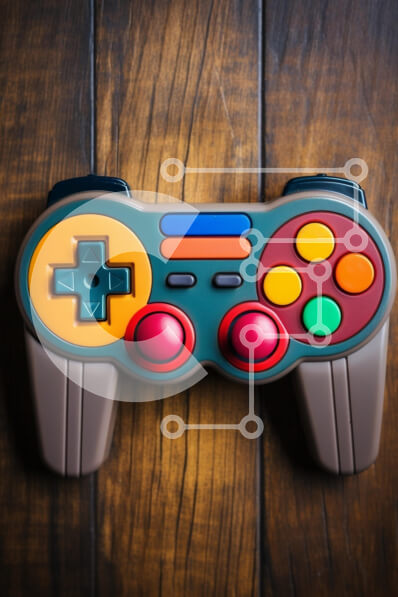 Intra Συλλεκτικό Ξύλινο Παζλ Plywood  4mm - Πολύχρωμο χειριστήριο παιχνιδιών σε ξύλινη επιφάνεια Σε Ξύλινο Κουτί - Διαστάσεις Puzzle: 10x10 cm – 25 κομμάτια