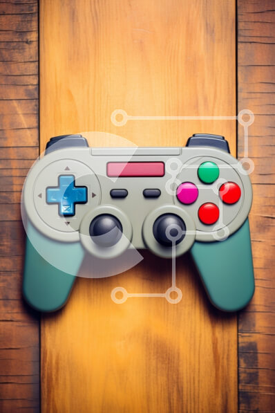 Intra Συλλεκτικό Ξύλινο Παζλ Plywood  4mm - Ρετρό χειριστήριο βιντεοπαιχνιδιών σε ξύλινη επιφάνεια Σε Ξύλινο Κουτί - Διαστάσεις Puzzle: 10x10 cm – 25 κομμάτια