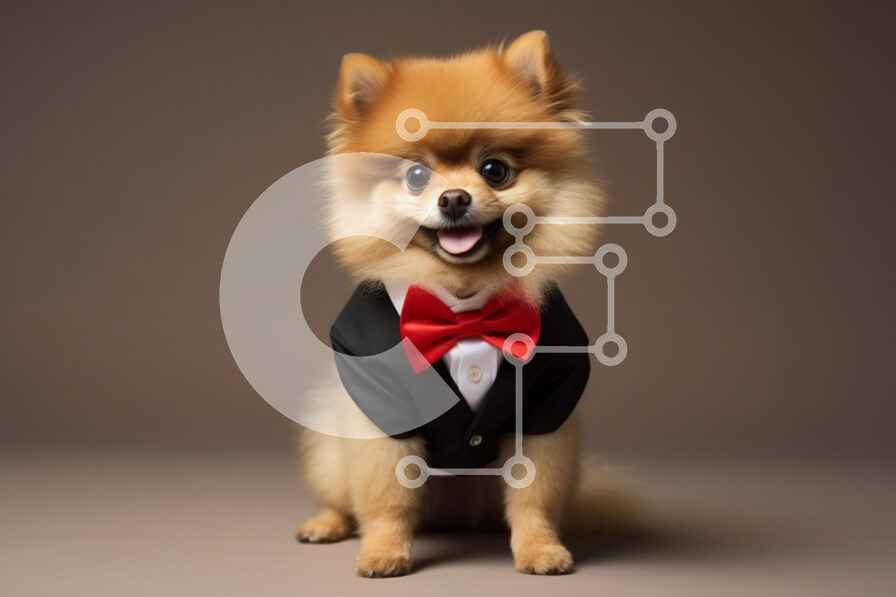 Σετ των 2 Intra Συλλεκτικό Ξύλινο Παζλ Plywood  4mm - Σκύλος Pomeranian με σμόκιν Σε Ξύλινο Κουτί - Διαστάσεις: 10x10 cm – 25 κομμάτια