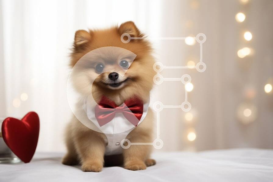 Σετ των 2 Intra Συλλεκτικό Ξύλινο Παζλ Plywood  4mm - Σκύλος Pomeranian με επίσημη ενδυμασία με διακόσμηση καρδιάς Σε Ξύλινο Κουτί - Διαστάσεις: 10x10 cm – 25 κομμάτια