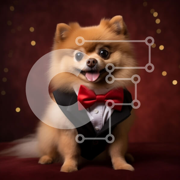 Intra Συλλεκτικό Ξύλινο Παζλ Plywood  4mm - Σκύλος Pomeranian σε σμόκιν με κόκκινο παπιγιόν Σε Ξύλινο Κουτί - Διαστάσεις: 10x10 cm – 25 κομμάτια