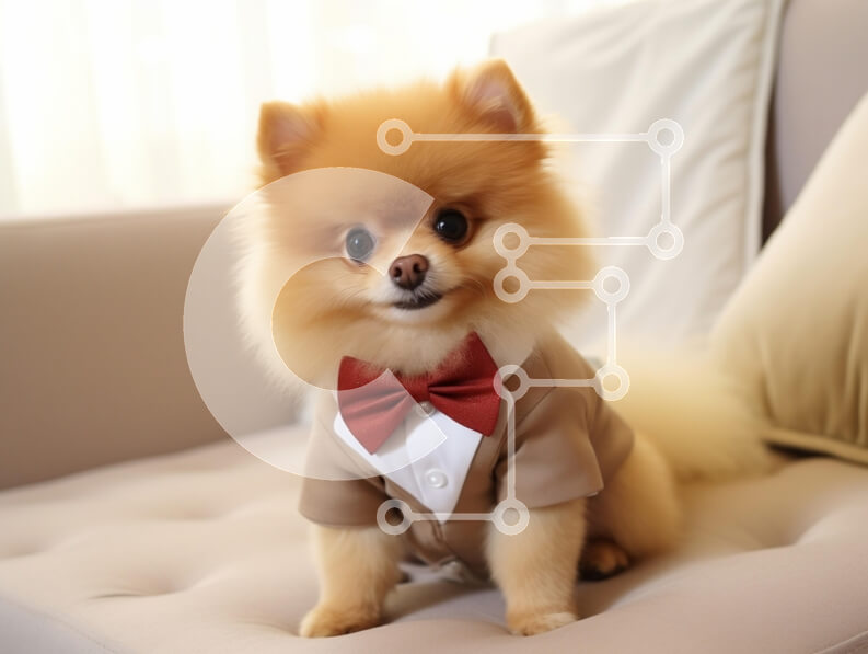 Σετ των 2 Intra Συλλεκτικό Ξύλινο Παζλ Plywood  4mm - Dapper Pomeranian με επίσημη ενδυμασία Σε Ξύλινο Κουτί - Διαστάσεις: 10x10 cm – 25 κομμάτια