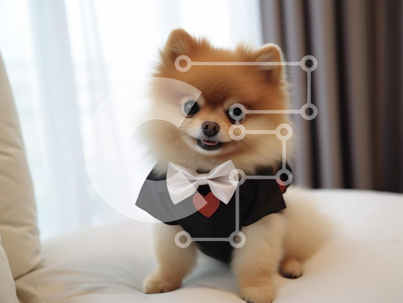 Σετ των 2 Intra Συλλεκτικό Ξύλινο Παζλ Plywood  4mm - Dapper Pomeranian Dog με σμόκιν Σε Ξύλινο Κουτί - Διαστάσεις: 10x10 cm – 25 κομμάτια