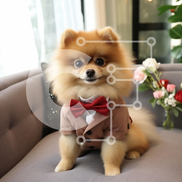 Intra Συλλεκτικό Ξύλινο Παζλ Plywood  4mm - Καλοντυμένος σκύλος Pomeranian στον καναπέ Σε Ξύλινο Κουτί - Διαστάσεις: 10x10 cm – 25 κομμάτια