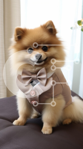 Σετ των 2 Intra Συλλεκτικό Ξύλινο Παζλ Plywood  4mm - Κομψός σκύλος Pomeranian με μπεζ στολή Σε Ξύλινο Κουτί - Διαστάσεις: 10x10 cm – 25 κομμάτια