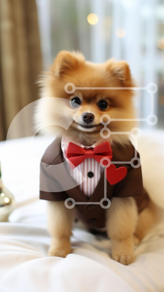 Σετ των 2 Intra Συλλεκτικό Ξύλινο Παζλ Plywood  4mm - Ντυμένος σκύλος Pomeranian με σμόκιν Σε Ξύλινο Κουτί - Διαστάσεις: 10x10 cm – 25 κομμάτια