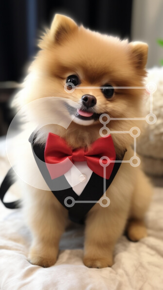 Σετ των 2 Intra Συλλεκτικό Ξύλινο Παζλ Plywood  4mm - Dapper Pomeranian Dog με σμόκιν Σε Ξύλινο Κουτί - Διαστάσεις: 10x10 cm – 25 κομμάτια