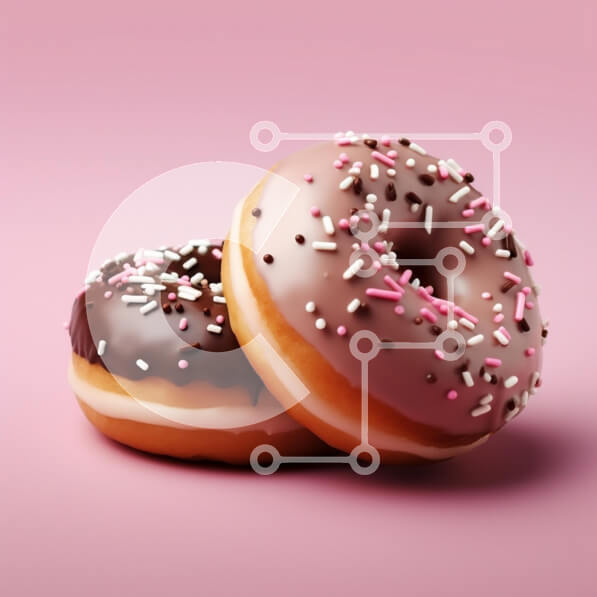 Σετ των 2 Intra Συλλεκτικό Ξύλινο Παζλ Plywood  4mm - Νόστιμα ντόνατς σε ροζ φόντο Σε Ξύλινο Κουτί - Διαστάσεις: 10x10 cm – 25 κομμάτια