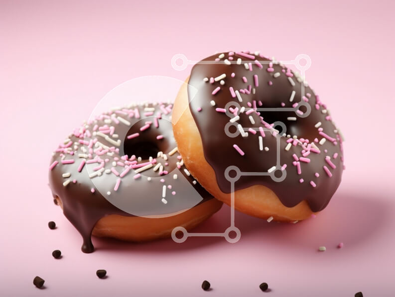 Σετ των 2 Intra Συλλεκτικό Ξύλινο Παζλ Plywood  4mm - Ντόνατς με επικάλυψη σοκολάτας με πασπαλίσματα σε ροζ φόντο Σε Ξύλινο Κουτί - Διαστάσεις: 10x10 cm – 25 κομμάτια