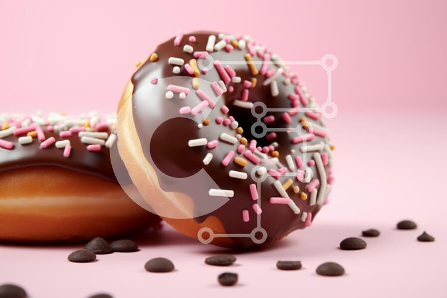 Σετ των 2 Intra Συλλεκτικό Ξύλινο Παζλ Plywood  4mm - Ντόνατς με επικάλυψη σοκολάτας σε ροζ φόντο Σε Ξύλινο Κουτί - Διαστάσεις: 10x10 cm – 25 κομμάτια