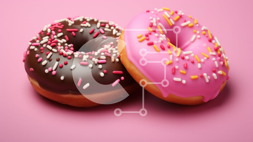 Σετ των 2 Intra Συλλεκτικό Ξύλινο Παζλ Plywood  4mm - Πολύχρωμα ντόνατς σε ροζ φόντο Σε Ξύλινο Κουτί - Διαστάσεις: 10x10 cm – 25 κομμάτια