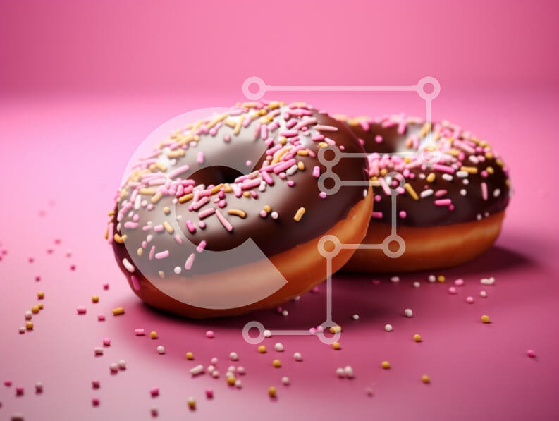 Σετ των 2 Intra Συλλεκτικό Ξύλινο Παζλ Plywood  4mm - Ντόνατς σοκολάτας με ψεκασμούς σε ροζ επιφάνεια Σε Ξύλινο Κουτί - Διαστάσεις: 10x10 cm – 25 κομμάτια