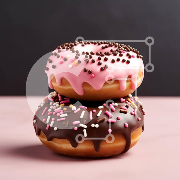 Σετ των 2 Intra Συλλεκτικό Ξύλινο Παζλ Plywood  4mm - Στοιβαγμένα ντόνατς με γλάσο ροζ και σοκολάτας Σε Ξύλινο Κουτί - Διαστάσεις: 10x10 cm – 25 κομμάτια