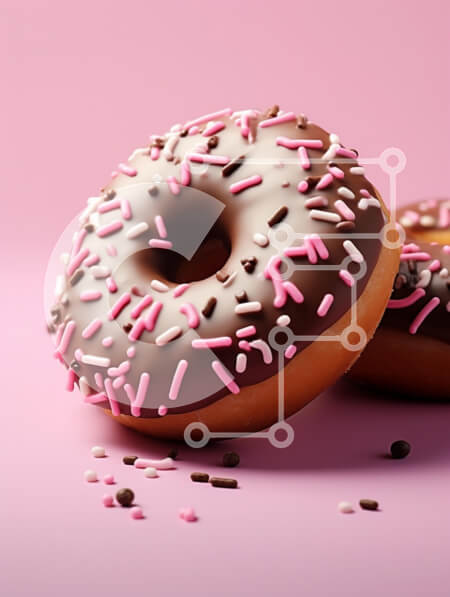 Σετ των 2 Intra Συλλεκτικό Ξύλινο Παζλ Plywood  4mm - Ντόνατς με επικάλυψη σοκολάτας με πασπαλίσματα σε ροζ φόντο Σε Ξύλινο Κουτί - Διαστάσεις: 10x10 cm – 25 κομμάτια