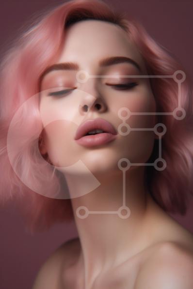 Intra Συλλεκτικό Ξύλινο Παζλ Plywood  4mm - Όμορφη εικόνα μιας γυναίκας με ροζ μαλλιά και κλειστά μάτια Σε Ξύλινο Κουτί - Διαστάσεις Puzzle: 10x10 cm – 25 κομμάτια