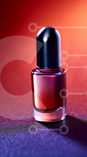 Intra Συλλεκτικό Ξύλινο Παζλ Plywood  4mm - Κόκκινο μπουκάλι βερνικιού νυχιών με μαύρο καπάκι σε μωβ επιφάνεια Σε Ξύλινο Κουτί - Διαστάσεις Puzzle: 10x10 cm – 25 κομμάτια