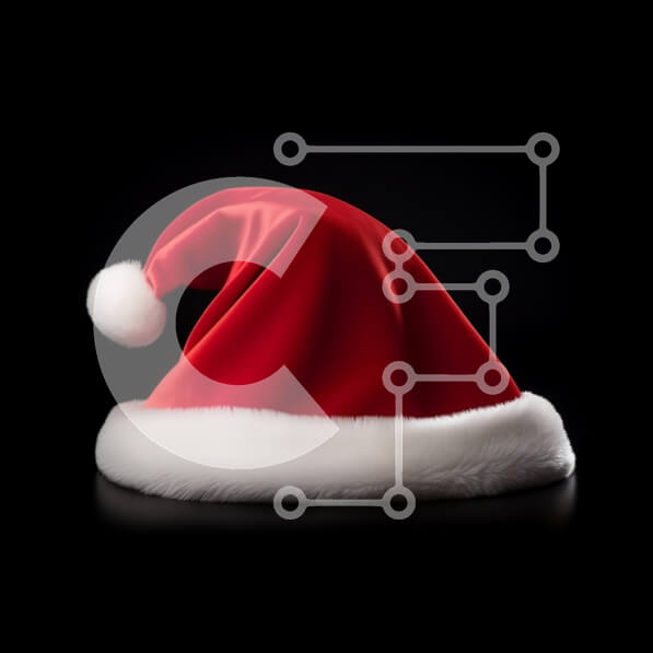 Intra Συλλεκτικό Ξύλινο Παζλ Plywood  4mm - Χριστουγεννιάτικο καπέλο Άγιου Βασίλη σε μαύρο φόντο Σε Ξύλινο Κουτί - Διαστάσεις: 10x10 cm – 25 κομμάτια