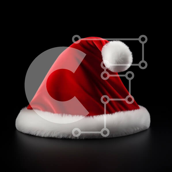 Intra Συλλεκτικό Ξύλινο Παζλ Plywood  4mm - Κόκκινο καπέλο Άγιου Βασίλη σε μαύρο φόντο Σε Ξύλινο Κουτί - Διαστάσεις: 10x10 cm – 25 κομμάτια