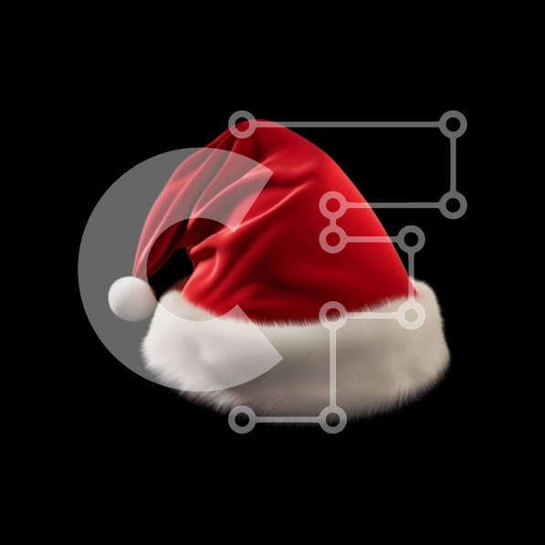 Intra Συλλεκτικό Ξύλινο Παζλ Plywood  4mm - Κλασικό κόκκινο καπέλο Άγιου Βασίλη σε μαύρο φόντο Σε Ξύλινο Κουτί - Διαστάσεις: 10x10 cm – 25 κομμάτια