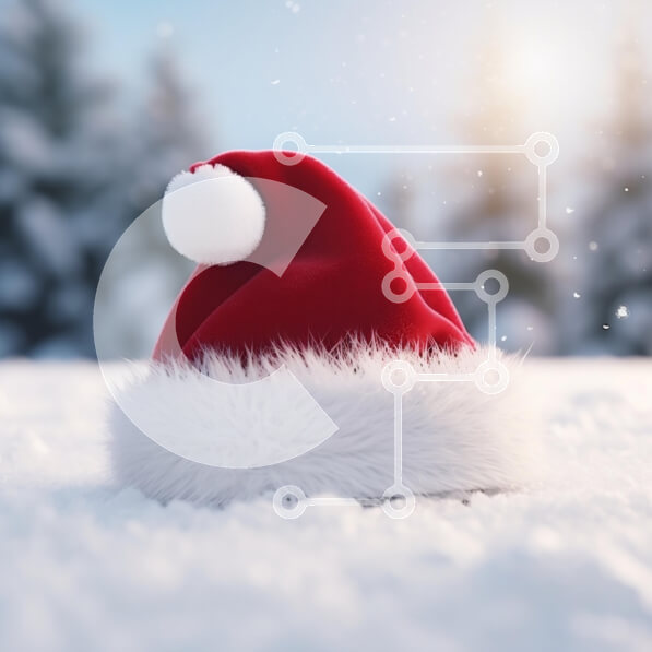 Intra Συλλεκτικό Ξύλινο Παζλ Plywood  4mm - Καπέλο Άγιου Βασίλη στο χιονισμένο τοπίο Σε Ξύλινο Κουτί - Διαστάσεις: 10x10 cm – 25 κομμάτια