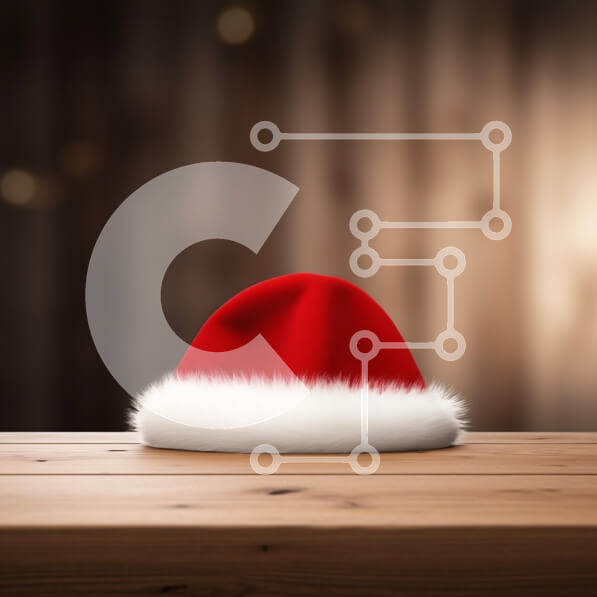 Intra Συλλεκτικό Ξύλινο Παζλ Plywood  4mm - Καπέλο Άγιου Βασίλη σε ξύλινο τραπέζι Σε Ξύλινο Κουτί - Διαστάσεις: 10x10 cm – 25 κομμάτια