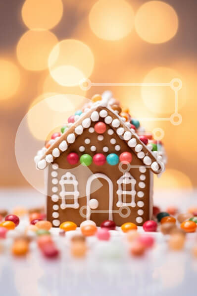 Intra Συλλεκτικό Ξύλινο Παζλ Plywood  4mm - Διακοσμημένο μελόψωμο σπίτι για τις διακοπές Σε Ξύλινο Κουτί - Διαστάσεις: 10x10 cm – 25 κομμάτια