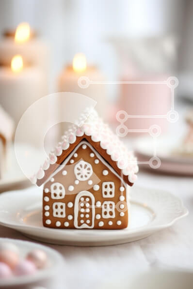 Intra Συλλεκτικό Ξύλινο Παζλ Plywood  4mm - Διακοσμημένο μελόψωμο σπίτι με απαλό φως κεριών Σε Ξύλινο Κουτί - Διαστάσεις: 10x10 cm – 25 κομμάτια