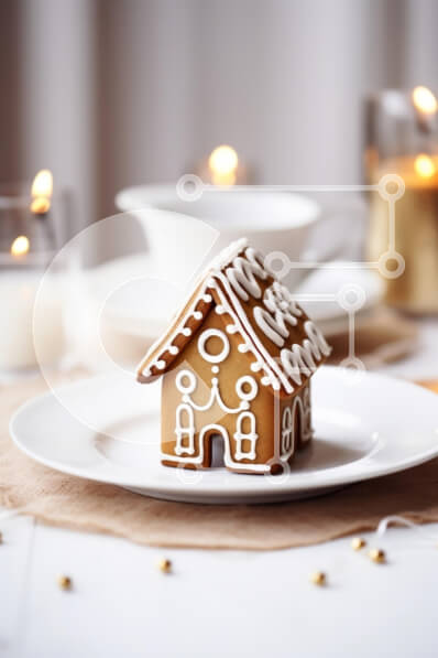 Σετ των 2 Intra Συλλεκτικό Ξύλινο Παζλ Plywood  4mm - Σπίτι με μελόψωμο σε ένα πιάτο Σε Ξύλινο Κουτί - Διαστάσεις: 10x10 cm – 25 κομμάτια