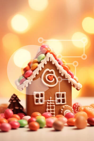 Intra Συλλεκτικό Ξύλινο Παζλ Plywood  4mm - Εορταστικά διακοσμημένο μελόψωμο σπίτι με πολύχρωμες καραμέλες Σε Ξύλινο Κουτί - Διαστάσεις: 10x10 cm – 25 κομμάτια